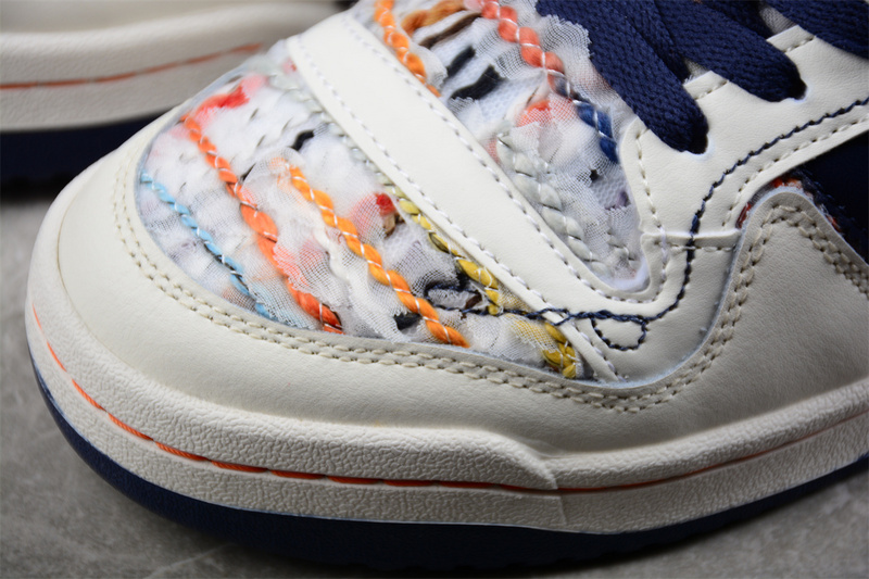 Forum Mid Recycled Cream White/Navy Blue/Multi-Color 7