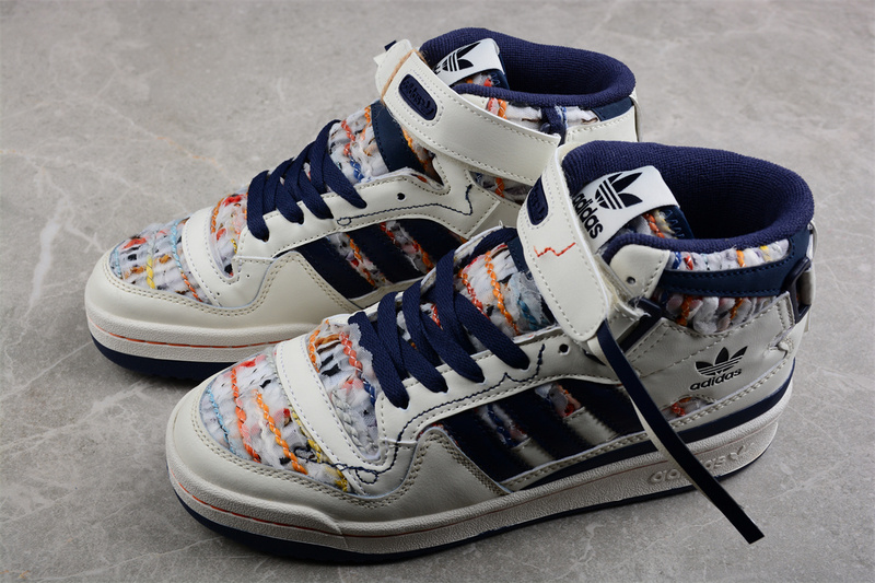 Forum Mid Recycled Cream White/Navy Blue/Multi-Color 19