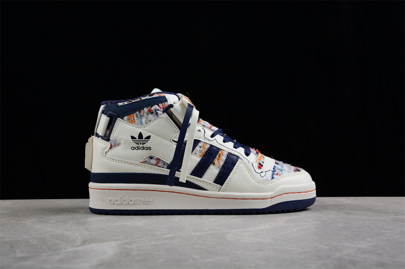 Forum Mid Recycled Cream White/Navy Blue/Multi-Color 23