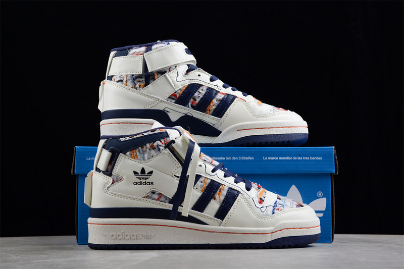 Forum Mid Recycled Cream White/Navy Blue/Multi-Color 25