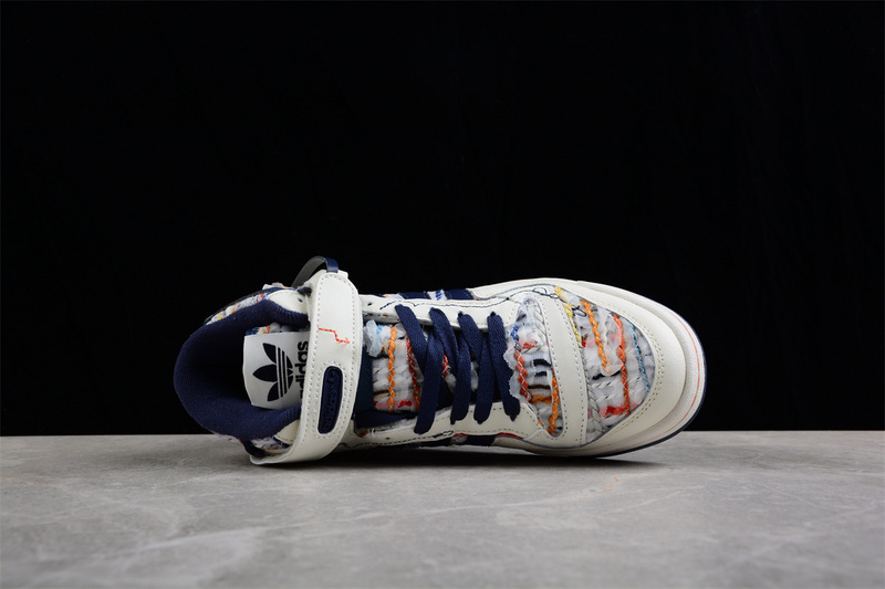 Forum Mid Recycled Cream White/Navy Blue/Multi-Color 29