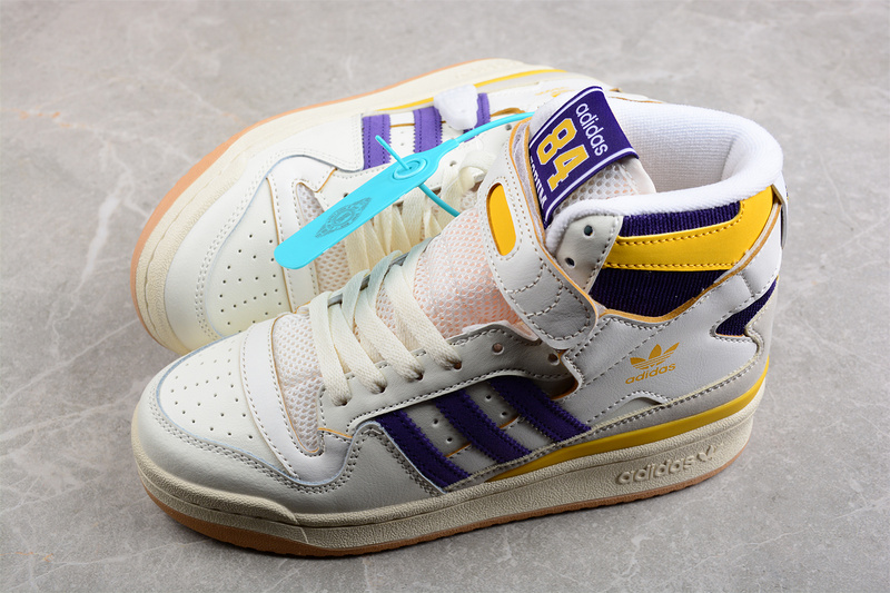 Forum 84 High Lakers Cream White/Collegiate Purple-Collegiate Gold 19