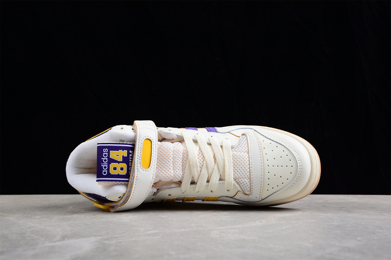 Forum 84 High Lakers Cream White/Collegiate Purple-Collegiate Gold 23