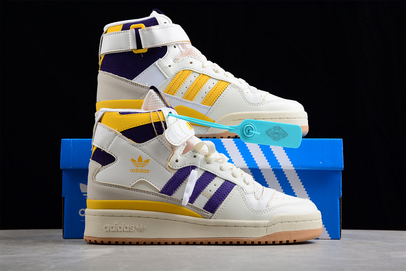 Forum 84 High Lakers Cream White/Collegiate Purple-Collegiate Gold 31