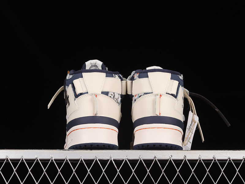 Forum Mid Shoes Cloud White/Navy Blue/Beige 7