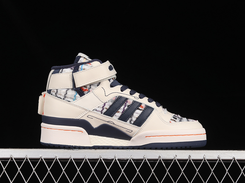 Forum Mid Shoes Cloud White/Navy Blue/Beige 27