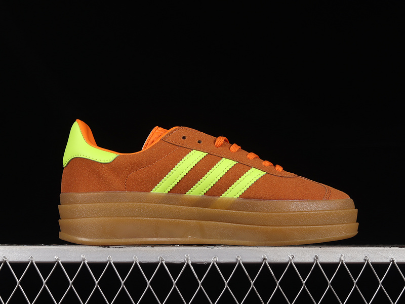 Gazelle Bold Shoes Brown/Fluorescent Green/Gold 5