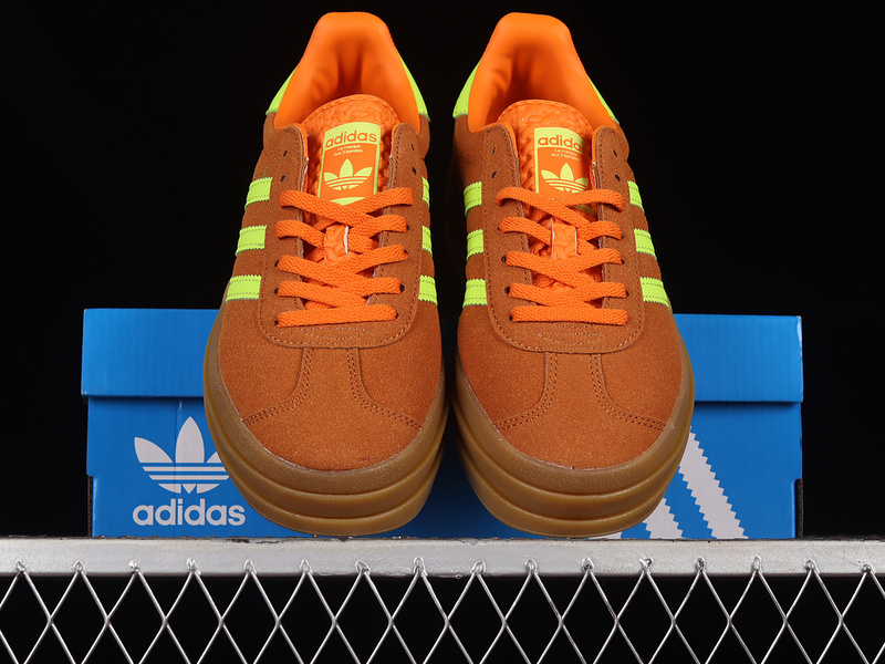 Gazelle Bold Shoes Brown/Fluorescent Green/Gold 9