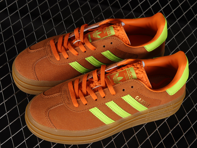 Gazelle Bold Shoes Brown/Fluorescent Green/Gold 17