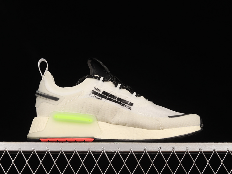 Nmd_V3 Boost Shoes Crystal White/Core Black/Signal Green 7