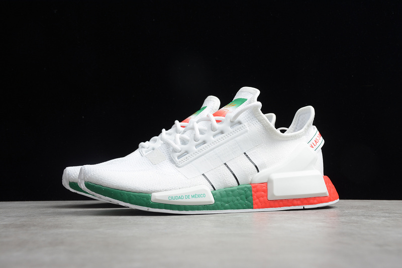 Nmd R1 V2 Shoes Cloud White/Green/Orange 5