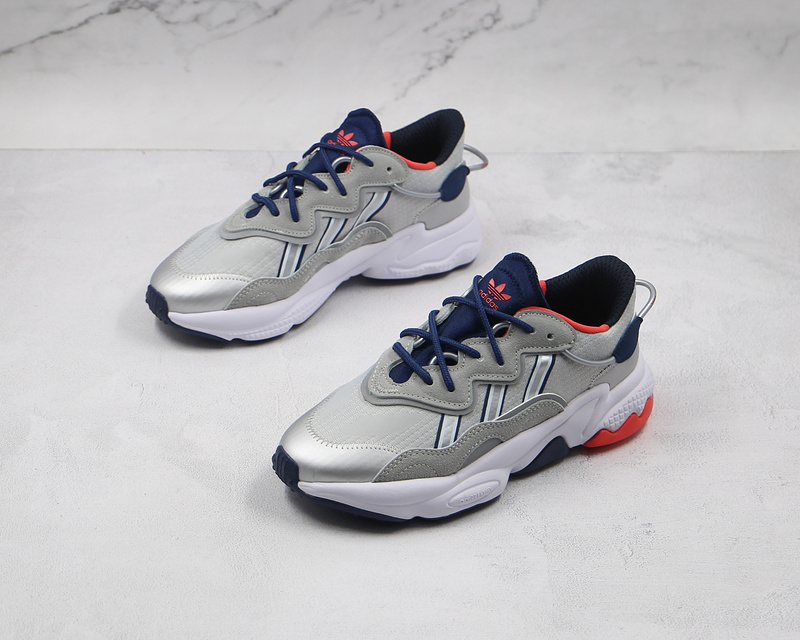 Ozweego Shoes Silver Metallic/Tech Indigo/Bright Red 3