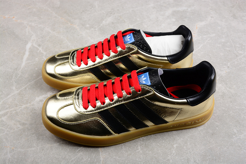 Gucci X Gazelle Shoes Gold/Core Black/Red 13