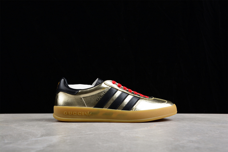 Gucci X Gazelle Shoes Gold/Core Black/Red 15