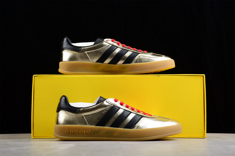 Gucci X Gazelle Shoes Gold/Core Black/Red 21