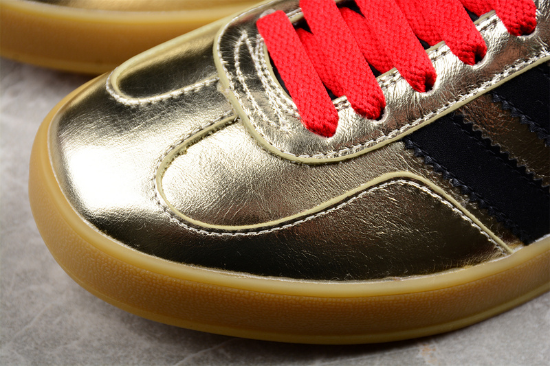 Gucci X Gazelle Shoes Gold/Core Black/Red 25