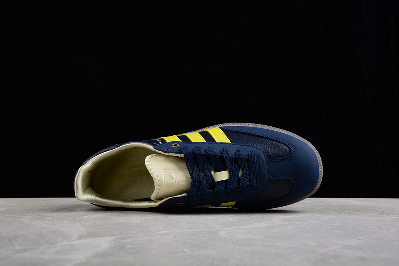 Wales Bonner Samba Shoes Collegiate Navy/Cream White/Yellow 13