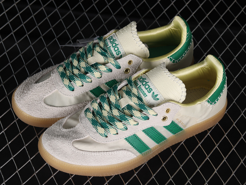 Wales Bonner X Samba Shoes Cream White/Bold Green/Easy Yellow 7