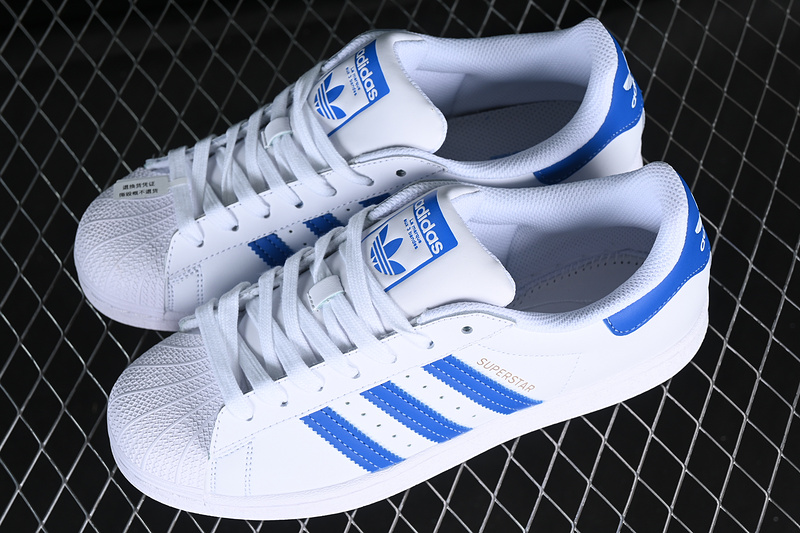 Adidas Superstar Cloud White/True Blue/Gold Metallic 3