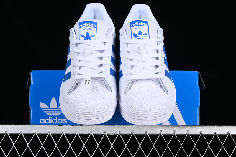 Adidas Superstar Cloud White/True Blue/Gold Metallic 11