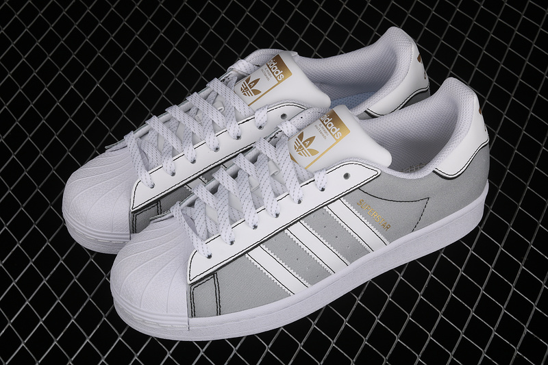 Superstar Shoes Light Grey/Cloud White/Gold 9