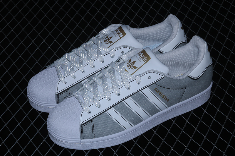 Superstar Shoes Light Grey/Cloud White/Gold 11