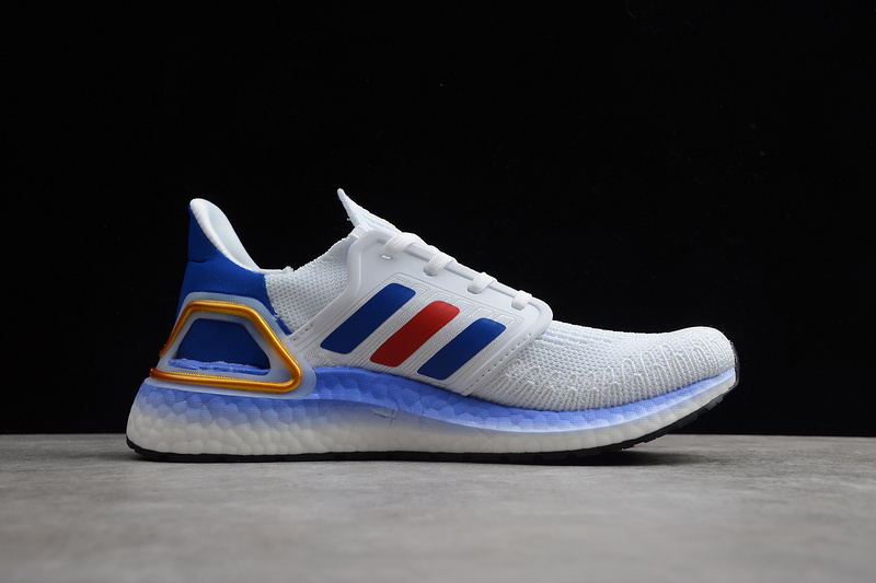 Ultra Boost 20 Crystal White/Glow Blue/Solar Red 29