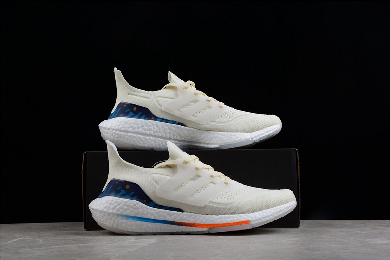 Ultraboost 21 Shoes Core White/Core White/Royal Blue 3