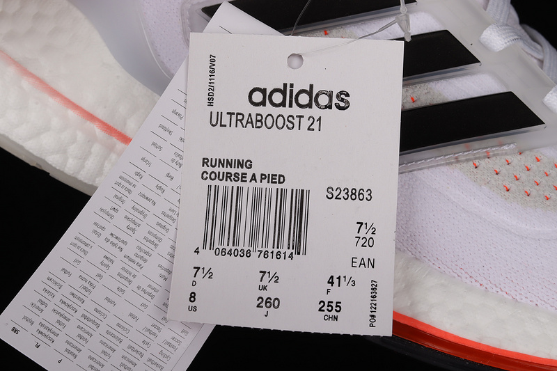 Ultraboost 21 Shoes Cloud White/Core Black/Solar Red 29