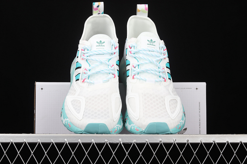 Zx 2K Boost Shoes Cloud White/Acid Mint/Screaming Pink 7