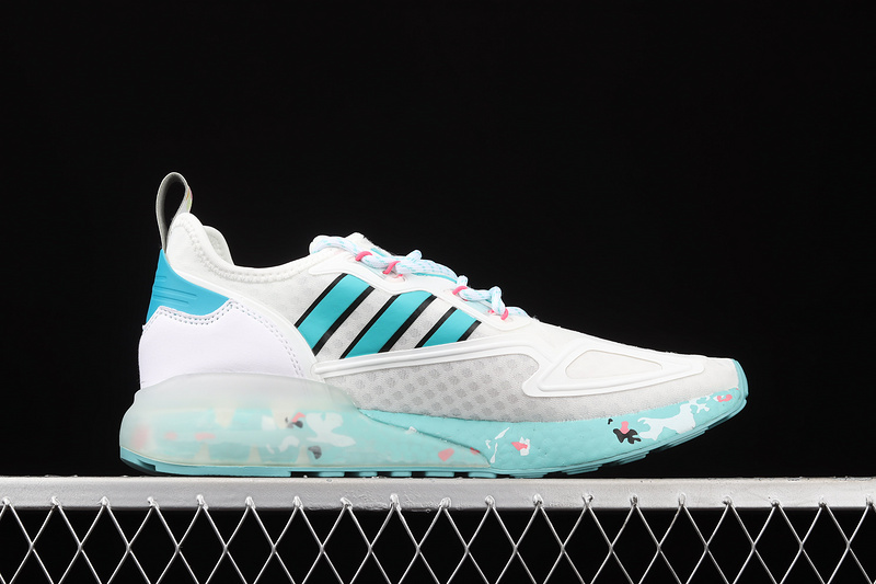 Zx 2K Boost Shoes Cloud White/Acid Mint/Screaming Pink 9