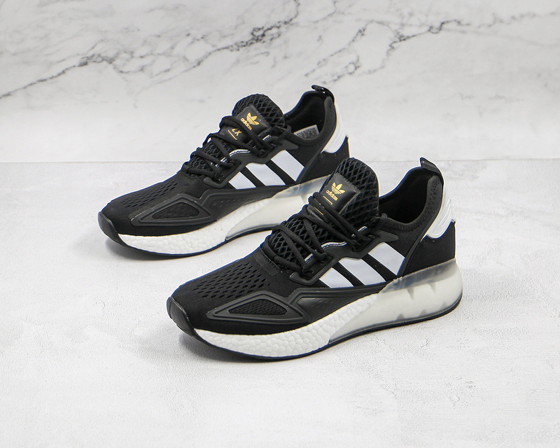 Zx 2K Boost Shoes Core Black/Cloud White/Gold Metallic 3