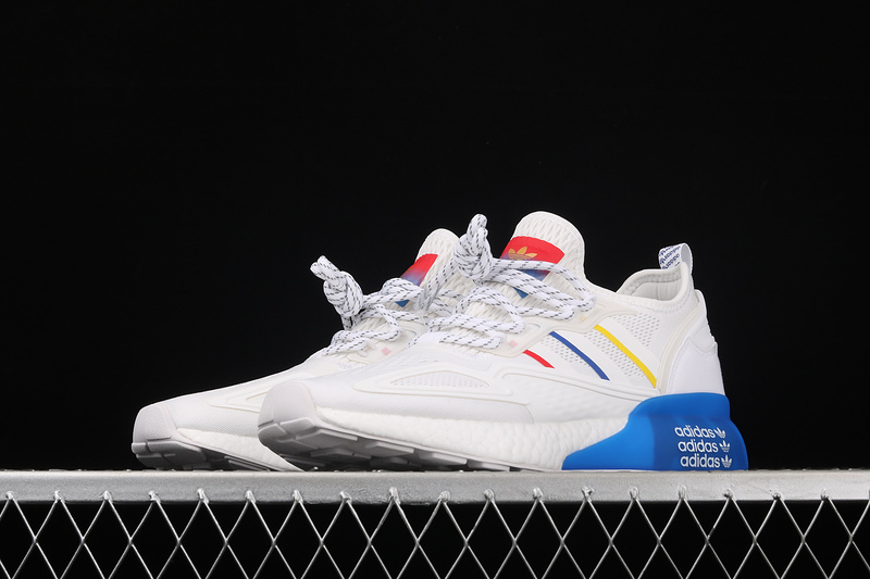 Zx 2K Boost Shoes Cloud White/Blue/Red-Yellow 7