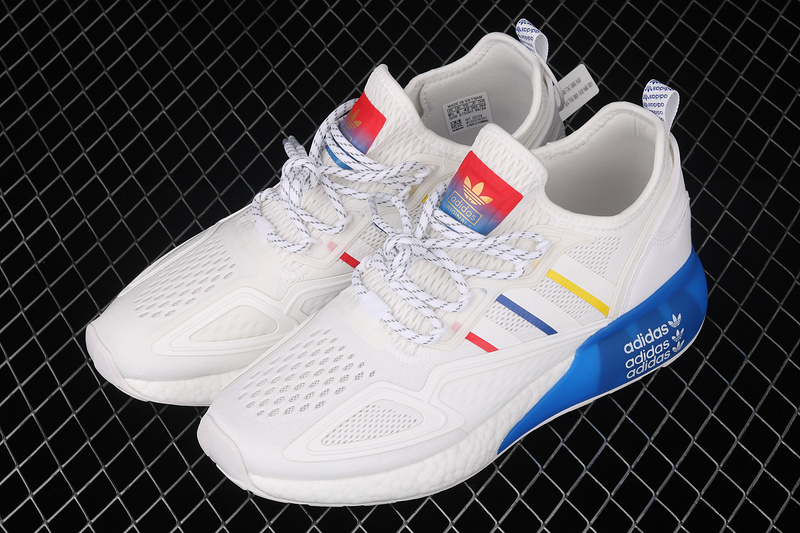 Zx 2K Boost Shoes Cloud White/Blue/Red-Yellow 15