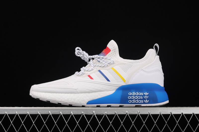 Zx 2K Boost Shoes Cloud White/Blue/Red-Yellow 33