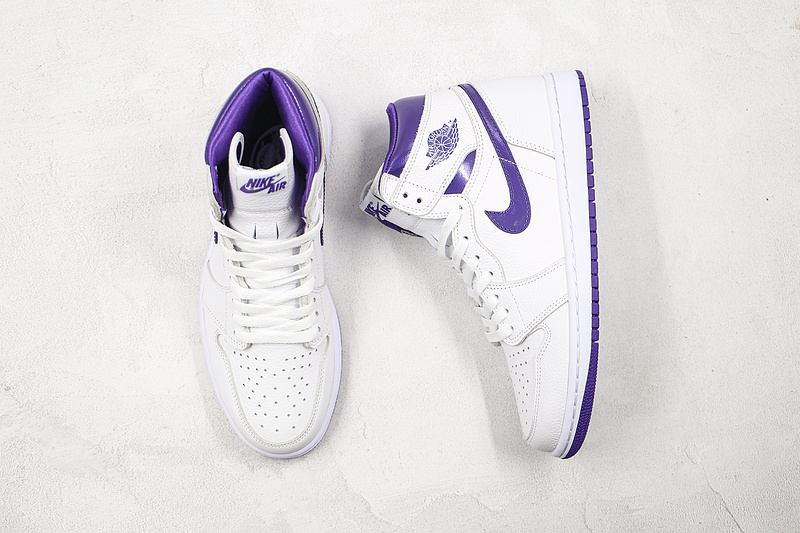 Air Jordan 1 Retro High White/White/Court Purple 15