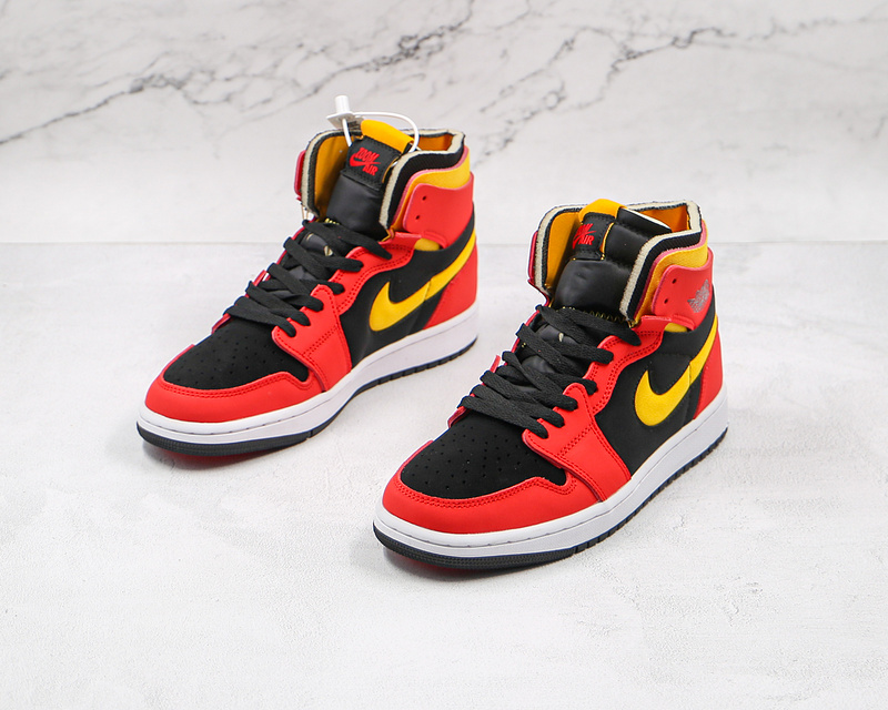 Air Jordan 1 High Zoom Comfort Black/Chile Red/White/University Gold 3