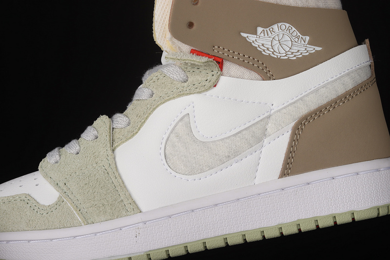 Air Jordan 1 Zoom Cmft White/Grey Heather-Olive Aura-Khaki 7