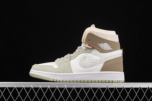 Air Jordan 1 Zoom Cmft White/Grey Heather-Olive Aura-Khaki 27