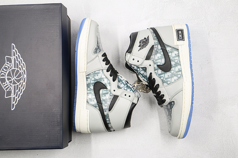 Di*Or X Air Jordan 1 High Wolf Grey/Blue/Black-White 5