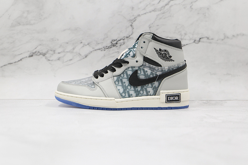 Di*Or X Air Jordan 1 High Wolf Grey/Blue/Black-White 7