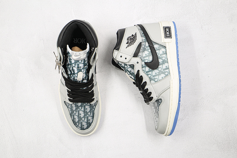 Di*Or X Air Jordan 1 High Wolf Grey/Blue/Black-White 15