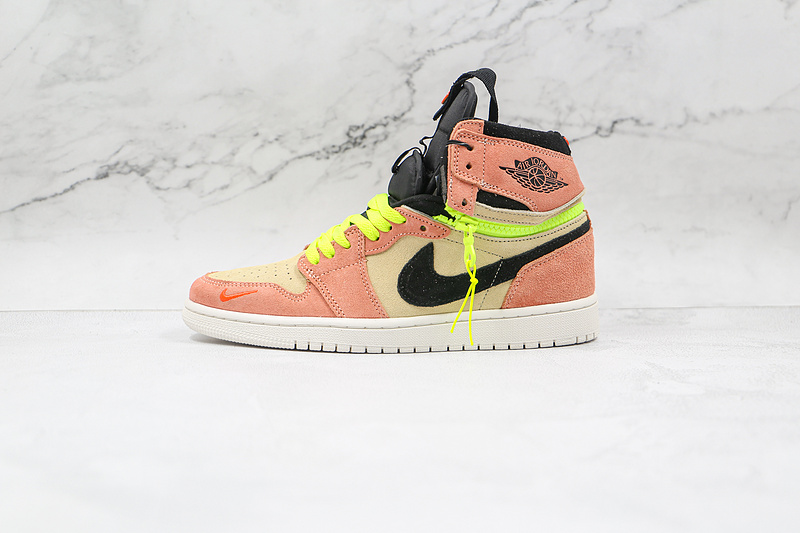 Air Jordan 1 High Switch Pink Volt Switch Cream/Peach-Neon-Black 3