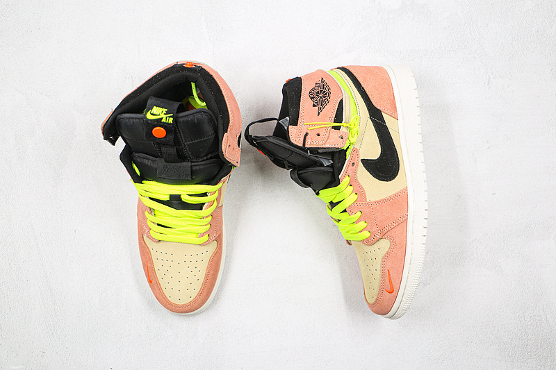 Air Jordan 1 High Switch Pink Volt Switch Cream/Peach-Neon-Black 9