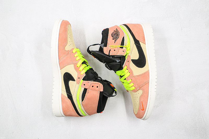 Air Jordan 1 High Switch Pink Volt Switch Cream/Peach-Neon-Black 11