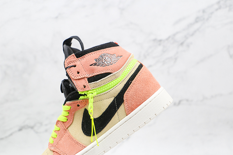 Air Jordan 1 High Switch Pink Volt Switch Cream/Peach-Neon-Black 17