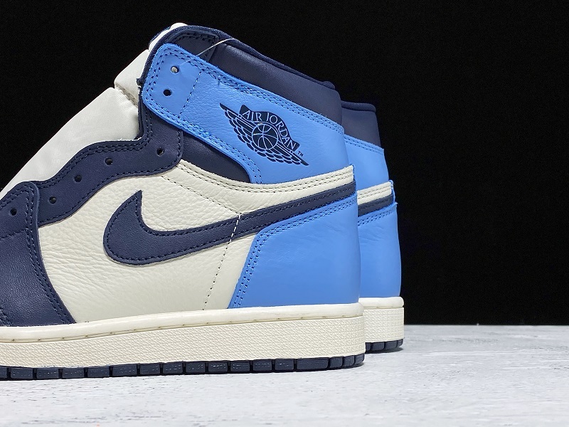 Get Air Jordan 1 Retro High Unc Leather Obsidian/Blue 9