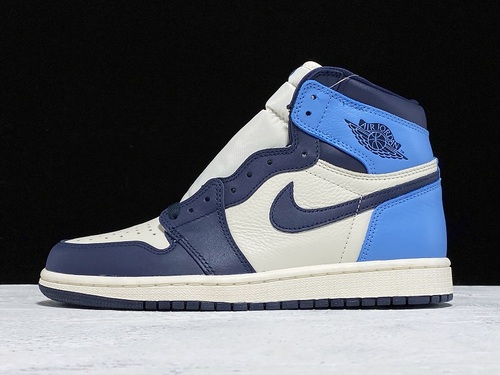 Get Air Jordan 1 Retro High Unc Leather Obsidian/Blue 17