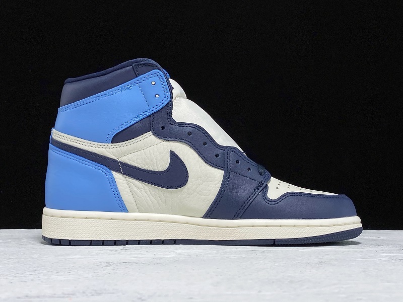 Get Air Jordan 1 Retro High Unc Leather Obsidian/Blue 19