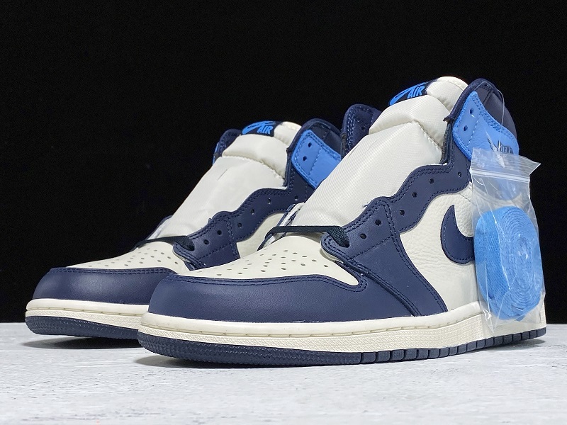 Get Air Jordan 1 Retro High Unc Leather Obsidian/Blue 21